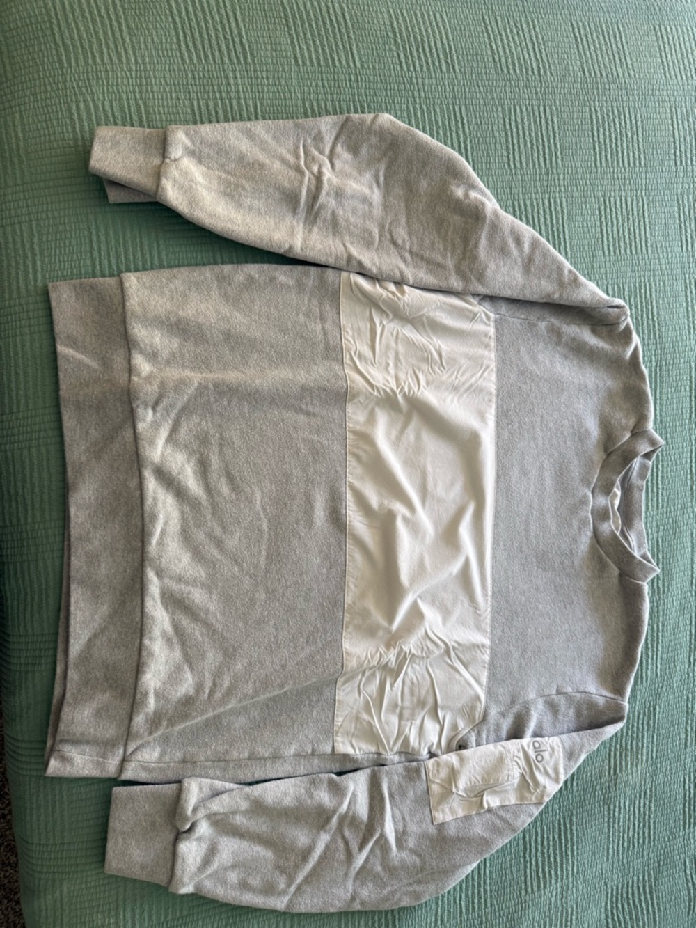 ALO Yoga Light Gray Sweatshirt with White Center Panel Medium